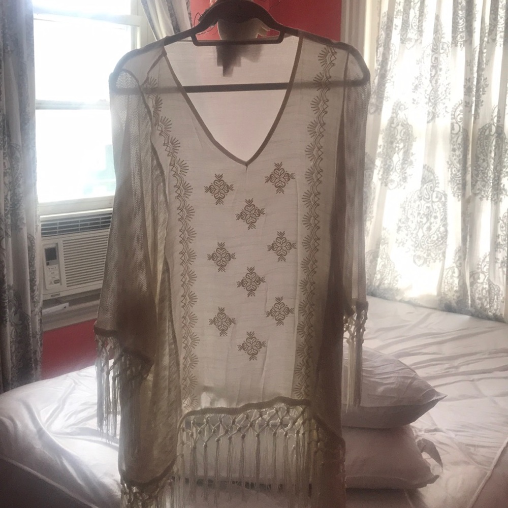 Off white fringed tunic